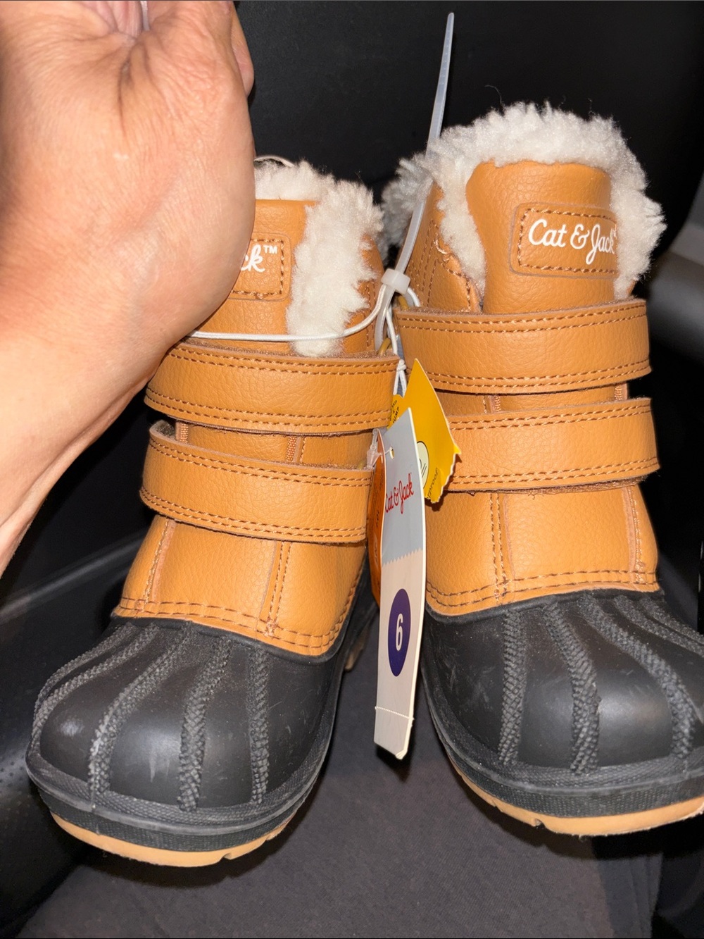 Cat & Jack Tan and Black Faux-Fur Duck Boots for Kids